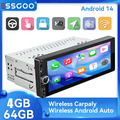 6.86" Autoradio 4+64G Carplay 1 DIN Android14 GPS USB Navi WiFi RDS FM Bluetooth