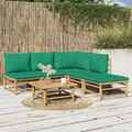 Garten Lounge Set Taupe-Kissen Gartenmöbel Sitzgruppe Sofa 7-tlg. Bambus vidaXL