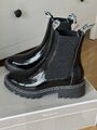 Tamaris Damen Chelsea Boot schwarz Lack Gr. 37 Copenhagen Stil Leder