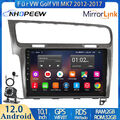 2+32GB 10.1" Android 12 Autoradio GPS NAVIGATION WIFI FM SWC Für VW Golf VII MK7