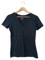 HERING T-Shirt Damen M Schwarz Basic V-Ausschnitt