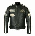 Motorrad Lederjacke im Antik Retro stil Bikerjacke Motorradjacke Chopper Jacke 