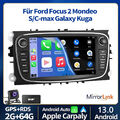 64GB Android DAB+ Autoradio GPS für Ford Focus II Mk2 Mondeo C/ S-MAX Galaxy Kam