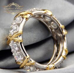 Damenring Ring 18K Weiss u. gelbgold plt. mit Cubic Zirkonia AAA Steine