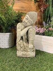 STEINGARTEN SCHLAFEND WALISISCH BUDDHA STATUE HANDGUSS ORNAMENT