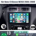 DAB+ Für Mercedes Benz C-Klasse W203 CLK 4+64GB Android 13 Autoradio GPS Carplay