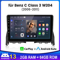 2+64G Android 13 Autoradio CarPlay GPS Navi WIFI Für Mercedes C Class W204 S204 