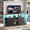 Sideboard mit LED-Leuchten Kommode Highboard 4 Schubladen Schrank Anrichte