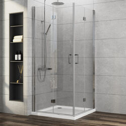Duschabtrennung Eckeinstieg Dusche 180° Falttür Duschkabine NANO Duschwand 195cm