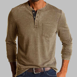 Herren Langarmshirt Longsleeve Henley T-Shirt Langarm Basic Top Shirt Sweatshirt