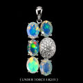 925 Sterling Silber Anhänger Oval Feuer Opal 8x6mm Edelstein Schmuck