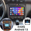 4G+64G Carplay Android 13 Autoradio für Benz W203 Vito W639 W168 Vaneo W209 W210