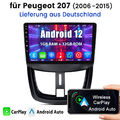 9'' Autoradio Carplay Für Peugeot 207 2006-2015 Android 12 GPS Navi DSP BT DAB+