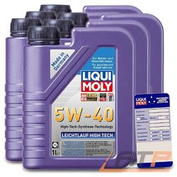 6x 1 L LITER LIQUI MOLY LEICHTLAUF HIGH TECH 5W-40 MOTOR-ÖL MOTOREN-ÖL 50047910### INKL. ÖLWECHSEL-ANHÄNGER ###