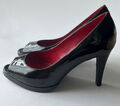 ❤️ BUFFALO LONDON by Görtz Peeptoe Pumps echtes Lackleder Gr.38 Plateau Highheel