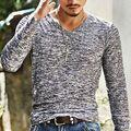 Langarm T-Shirt, V-Ausschnitt, Slim fit, Herren Pullover, Sweatshirt Longsleeve