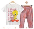 NEU Girl Mädchen Sommer Set Shirt Capri Gr.98/104 Tweety Looney Tune Outfit Love