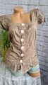 Zero Shirt Tunika Bluse Kurzarm Gr. 36 braun taupe Ton NEU (8 037) Damen