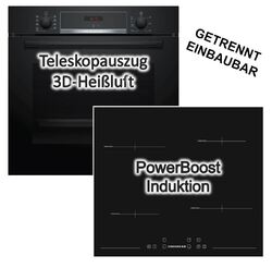 Herdset Bosch Backofen EcoClean mit Sharp Induktionskochfeld Booster autark 60cm