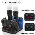 4 in1 Für Playstation PS4 PSVR VR Move Controller Ladegerät Dock Station Ständer