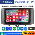 9" Für Smart Fortwo 451 2011-2015 32G Android 13 GPS Navi Autoradio Carplay +KAM