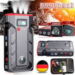 99800mAh 12V Auto KFZ Starthilfe Jump Starter 5000A Booster Powerbank Ladegerät