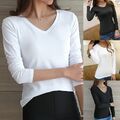 Damen Langarmshirt Longsleeve Basic Unterziehshirt Langarm T-Shirt Skinny Cloth