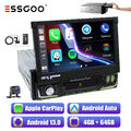 4+64G 1 DIN 7" Android 13 Manual Flip Out Autoradio DAB+ GPS WIFI Carplay Kamera