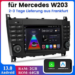 CarPlay DAB+Android 13 Autoradio GPS EQ Navi Mercedes CLC/CLK/C Klasse W203 W209