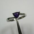 Dezenter Ring aus rhodiniertem 925 Silber mit Amethyst und Zirkon - 2623