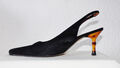 Sling-Pumps Gr. 39/6 Schwarz Echt Velours-Leder v. Heine Holz-Absatz