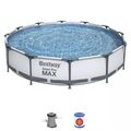 Bestway Steel Pro MAX Frame Pool Set 366x76cm m. Filterpumpe Gartenpool 56416