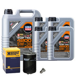 Motoröl 5W30 LIQUI MOLY Top Tec4200 9L+HENGST Ölfilter+Ölablassschraube