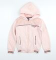 Tommy Hilfiger Mädchen rosa Baumwolle Hoodie mit durchgehendem Reißverschluss Größe 9-10 Jahre Reißverschluss - Logo