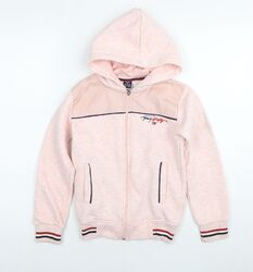 Tommy Hilfiger Mädchen rosa Baumwolle Hoodie mit durchgehendem Reißverschluss Größe 9-10 Jahre Reißverschluss - Logo