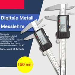 Digitaler Messschieber Schieblehre Messlehre 0-150mm LCD Display Digital Metall✅150mm ✅inkl. Batterie ✅De-Händler ✅Metall-Messlehre