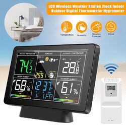 Wetterstation Funk Mit Farbdisplay Thermometer Innen-Außensensor Digitale Wecker