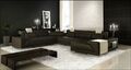 Wohnzimmer U Form Ecksofa mit USB Design Sofa Couch Polster Garnitur Ecke Braun