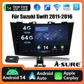 DAB+ 4+64G Android 14 Autoradio CarPlay GPS Navi Kam für Suzuki Swift 2010-2016