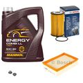 BOSCH Inspektionspaket 5 L MANNOL Energy Combi LL 5W-30 für Opel Mokka/Mokka X