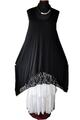 Lagenlook A-Linie-Top-Tunika-Kleid Jersey+Spitze black 44,46,48, L,XL,XXL