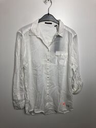 Zero Damen Bluse Hemd Langarmshirt, Weiß, 40, DEFEKT