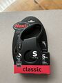 FLEXI Leine New Classic S Tape 5 m. Schwarz. Bis zu 15 kg