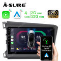 9'' Android 13 Autoradio 2+32G CarPlay DSP GPS Navi für Honda Civic IX 2012-2015