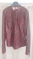 Biker Leder Jacke Vintage Damen Rot Gr. 46