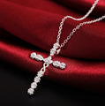 Halskette Zirkonia Kreuz Anhänger 925 Sterling Silber Geschenk 