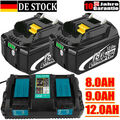 2X 12AH Für Makita Akku 18V 6Ah Original BL1860B BL1850B BL1840 BL1830/Ladegerät