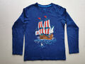 Mini Boden Langarmshirt Gr. 140 dunkelblau "Segelschiff"