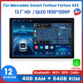 13.1" Carplay Autoradio Für Mercedes Benz Smart Forfour Fortwo 453 GPS SWC 4+64G