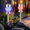 Solarlampe Außenleuchte Gartenlampe Erdspieß LED Steckleuchte RGB Kristalle 2x 